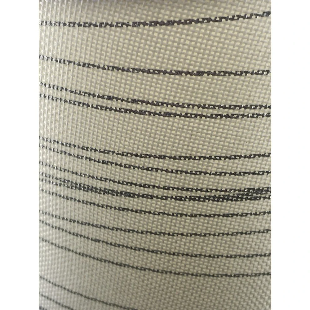 Fabric Lampshade White Off White Silver‎ Metallic Stripe Empire Tapered 9